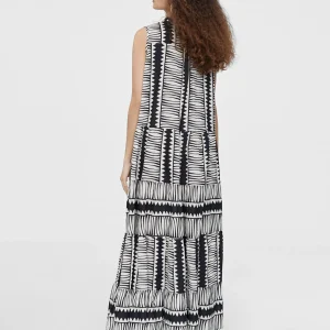 Lola Casademunt Baño<Vestido largo estampado étnico NEGRO-BLANCO