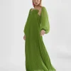 Lola Casademunt Vestidos Y Faldas<Vestido largo plisado FUCSIA