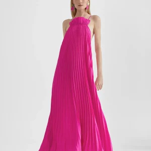 Lola Casademunt Vestidos Y Faldas<Vestido largo plisado FUCSIA