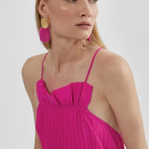 Lola Casademunt Vestidos Y Faldas<Vestido largo plisado FUCSIA