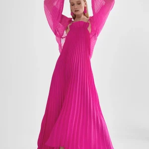 Lola Casademunt Vestidos Y Faldas<Vestido largo plisado FUCSIA