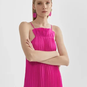 Lola Casademunt Vestidos Y Faldas<Vestido largo plisado FUCSIA