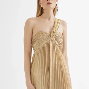 Lola Casademunt Vestidos Y Faldas<Vestido largo plisado tirante DORADO