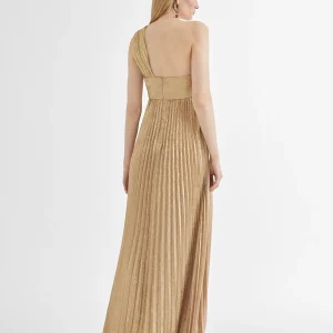 Lola Casademunt Vestidos Y Faldas<Vestido largo plisado tirante DORADO