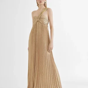 Lola Casademunt Vestidos Y Faldas<Vestido largo plisado tirante DORADO