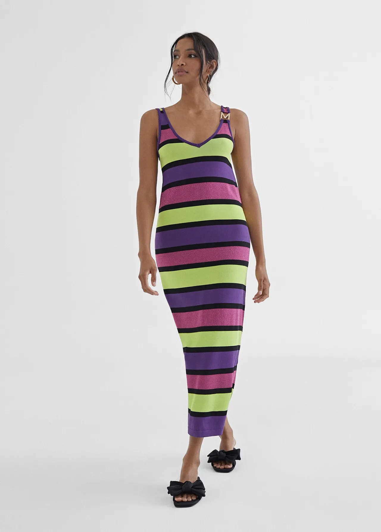 vestido_largo_rayas_0.webp Lola Casademunt Punto<Vestido largo rayas VERDE-LILA
