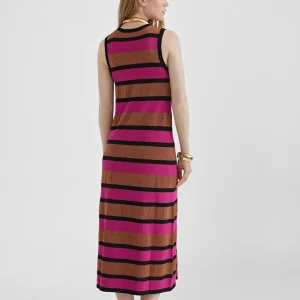 Lola Casademunt Vestidos Y Faldas | Punto<Vestido largo rayas NEGRO-ROSA