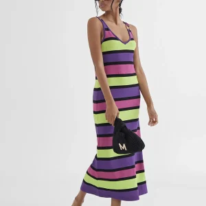 Lola Casademunt Punto<Vestido largo rayas VERDE-LILA