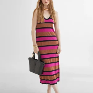Lola Casademunt Vestidos Y Faldas | Punto<Vestido largo rayas NEGRO-ROSA