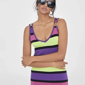 Lola Casademunt Punto<Vestido largo rayas VERDE-LILA