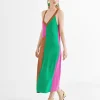 Lola Casademunt Vestidos Y Faldas | Punto<Vestido largo tricolor ROSA-METAL