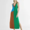 Lola Casademunt Vestidos Y Faldas | Punto<Vestido largo tricolor ROSA-METAL