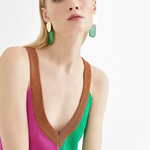 Lola Casademunt Vestidos Y Faldas | Punto<Vestido largo tricolor ROSA-METAL