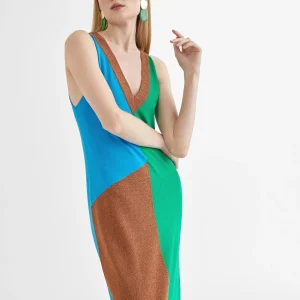 Lola Casademunt Vestidos Y Faldas | Punto<Vestido largo tricolor ROSA-METAL