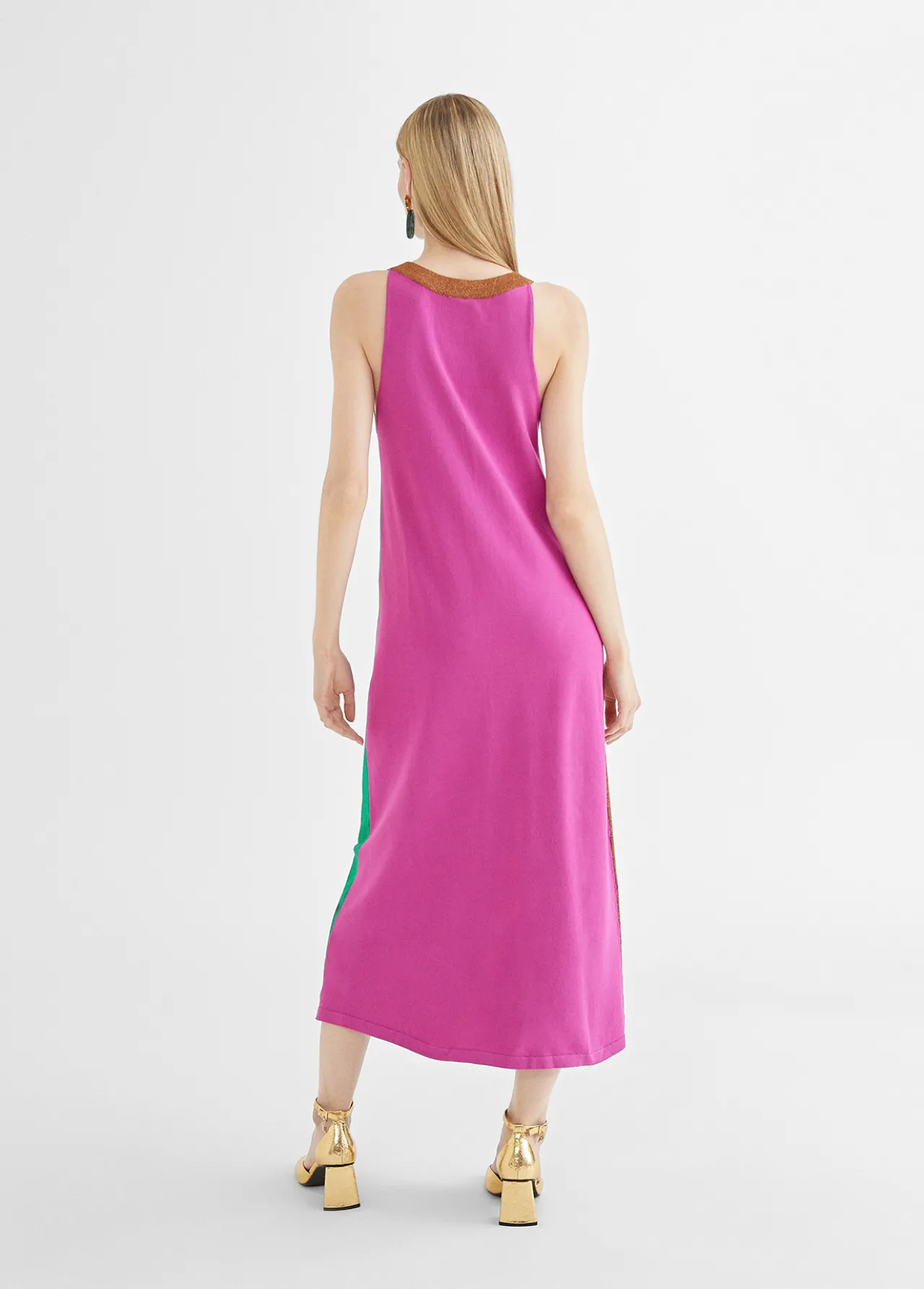 vestido_largo_tricolor_2-1.webp Lola Casademunt Vestidos Y Faldas | Punto<Vestido largo tricolor ROSA-METAL