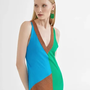 Lola Casademunt Vestidos Y Faldas | Punto<Vestido largo tricolor ROSA-METAL