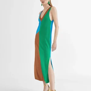 Lola Casademunt Vestidos Y Faldas | Punto<Vestido largo tricolor ROSA-METAL