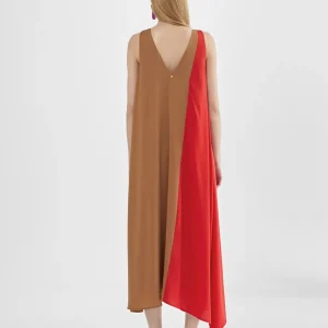 Lola Casademunt Vestidos Y Faldas<Vestido midi bicolor ROSA-ROJO