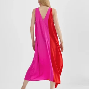 Lola Casademunt Vestidos Y Faldas<Vestido midi  bicolor ROSA-ROJO