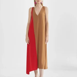 Lola Casademunt Vestidos Y Faldas<Vestido midi bicolor ROSA-ROJO