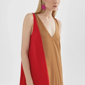 Lola Casademunt Vestidos Y Faldas<Vestido midi bicolor ROSA-ROJO