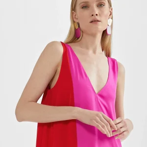 Lola Casademunt Vestidos Y Faldas<Vestido midi  bicolor ROSA-ROJO