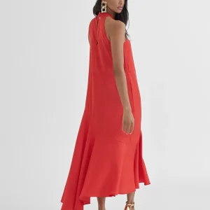Lola Casademunt Vestidos Y Faldas<Vestido midi cuello halter cruzado ROJO