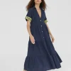 Lola Casademunt Vestidos Y Faldas | Baño<Vestido midi de volantes NAVY