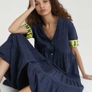 Lola Casademunt Vestidos Y Faldas | Baño<Vestido midi de volantes NAVY
