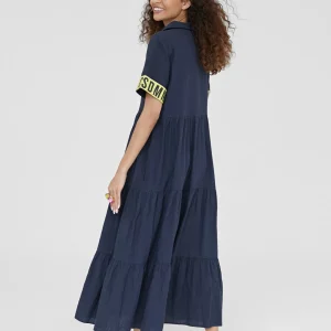 Lola Casademunt Vestidos Y Faldas | Baño<Vestido midi de volantes NAVY
