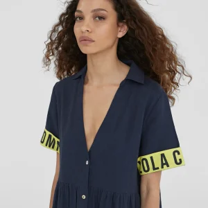 Lola Casademunt Vestidos Y Faldas | Baño<Vestido midi de volantes NAVY