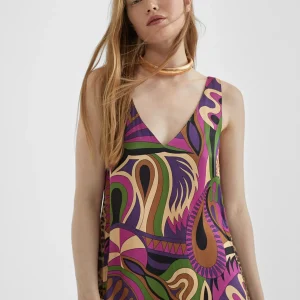 Lola Casademunt Vestidos Y Faldas<Vestido midi estampado LILA-NEGRO