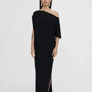 Lola Casademunt Vestidos Y Faldas<Vestido midi fruncido NEGRO