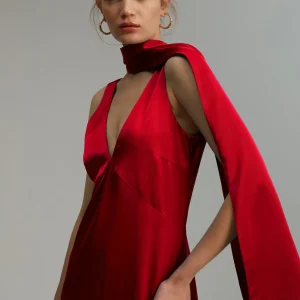 Lola Casademunt Vestidos Y Faldas<Vestido midi satén ROJO