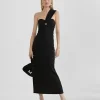 Lola Casademunt Vestidos Y Faldas<Vestido midi tirante asimétrico NEGRO