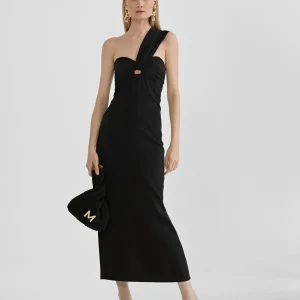 Lola Casademunt Vestidos Y Faldas<Vestido midi tirante asimétrico NEGRO
