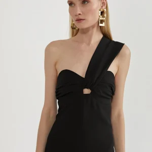 Lola Casademunt Vestidos Y Faldas<Vestido midi tirante asimétrico NEGRO