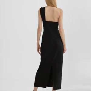 Lola Casademunt Vestidos Y Faldas<Vestido midi tirante asimétrico NEGRO