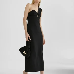 Lola Casademunt Vestidos Y Faldas<Vestido midi tirante asimétrico NEGRO
