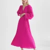 Lola Casademunt Vestidos Y Faldas<Vestido plisado con manga FUCSIA