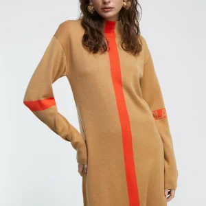 Lola Casademunt Punto | Vestidos Y Faldas<Vestido punto bicolor MARRON-NARANJA