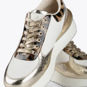 Lola Casademunt Calzado<Zapatillas sneakers detalles animal print BLANCO-MARRON