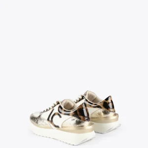 Lola Casademunt Calzado<Zapatillas sneakers detalles animal print BLANCO-MARRON