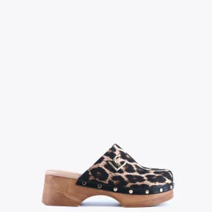 Lola Casademunt Calzado<Zueco con estampado animal MARRON-NEGRO