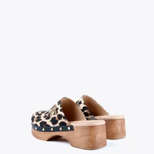 Lola Casademunt Calzado<Zueco con estampado animal MARRON-NEGRO
