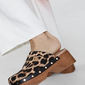 Lola Casademunt Calzado<Zueco con estampado animal MARRON-NEGRO