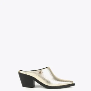 Lola Casademunt Calzado<Zueco dorado con punta NEGRO
